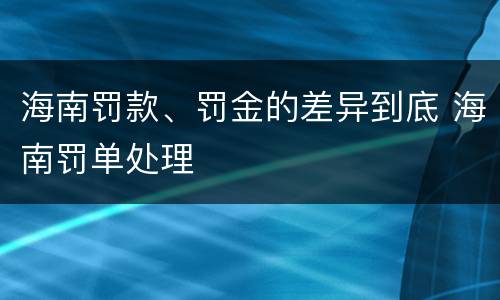 海南罚款、罚金的差异到底 海南罚单处理