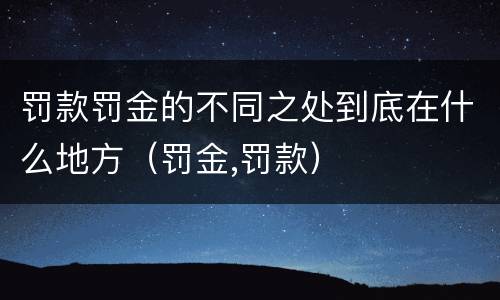 罚款罚金的不同之处到底在什么地方（罚金,罚款）
