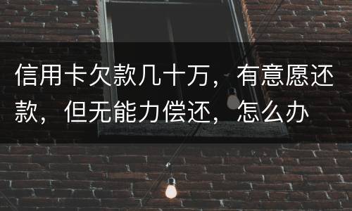 信用卡欠款几十万，有意愿还款，但无能力偿还，怎么办