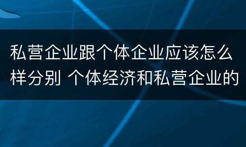 私营企业跟个体企业应该怎么样分别 个体经济和私营企业的区别