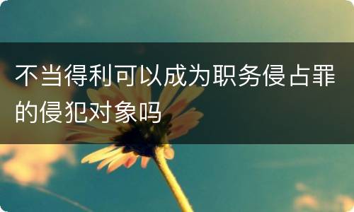 不当得利可以成为职务侵占罪的侵犯对象吗