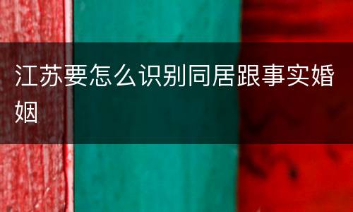 江苏要怎么识别同居跟事实婚姻