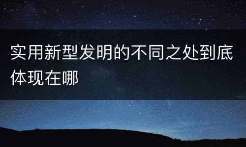 实用新型发明的不同之处到底体现在哪
