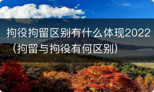 拘役拘留区别有什么体现2022（拘留与拘役有何区别）