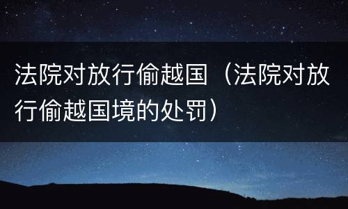 法院对放行偷越国（法院对放行偷越国境的处罚）