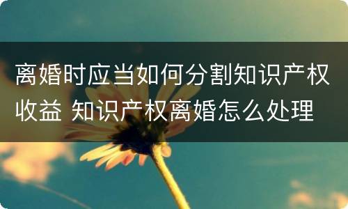 离婚时应当如何分割知识产权收益 知识产权离婚怎么处理