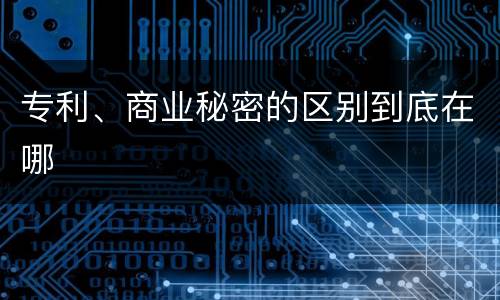 专利、商业秘密的区别到底在哪