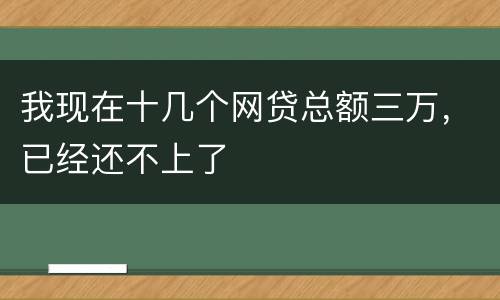 我现在十几个网贷总额三万，已经还不上了