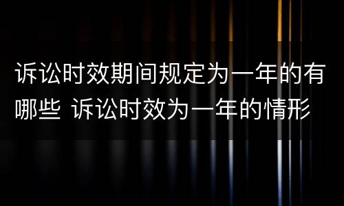诉讼时效期间规定为一年的有哪些 诉讼时效为一年的情形