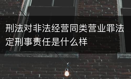 刑法对非法经营同类营业罪法定刑事责任是什么样