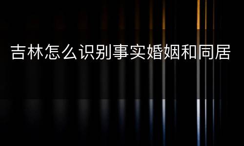 吉林怎么识别事实婚姻和同居