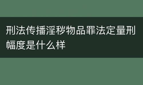 刑法传播淫秽物品罪法定量刑幅度是什么样