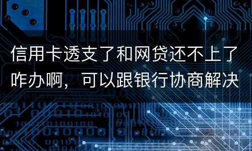 信用卡透支了和网贷还不上了咋办啊，可以跟银行协商解决吗