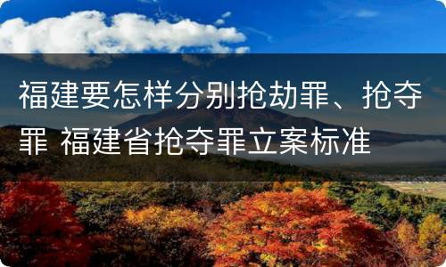 福建要怎样分别抢劫罪、抢夺罪 福建省抢夺罪立案标准