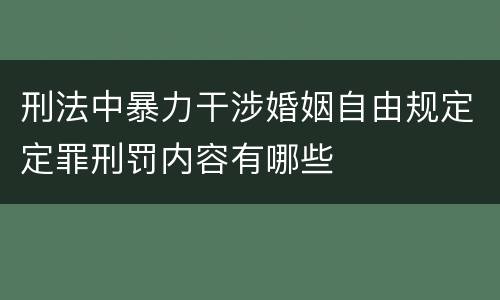 刑法中暴力干涉婚姻自由规定定罪刑罚内容有哪些