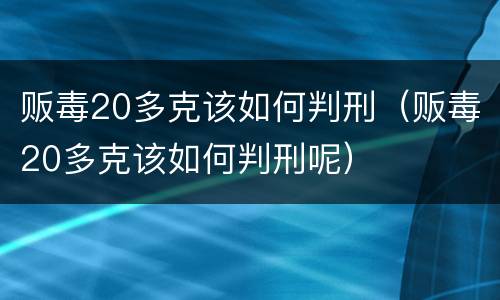 贩毒20多克该如何判刑（贩毒20多克该如何判刑呢）