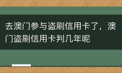 去澳门参与盗刷信用卡了，澳门盗刷信用卡判几年呢