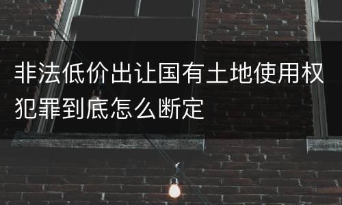 非法低价出让国有土地使用权犯罪到底怎么断定