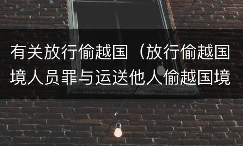 有关放行偷越国（放行偷越国境人员罪与运送他人偷越国境罪共犯）