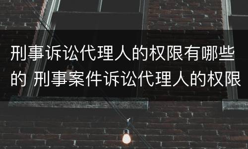 刑事诉讼代理人的权限有哪些的 刑事案件诉讼代理人的权限