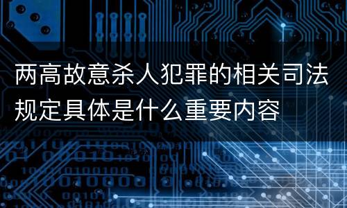 两高故意杀人犯罪的相关司法规定具体是什么重要内容