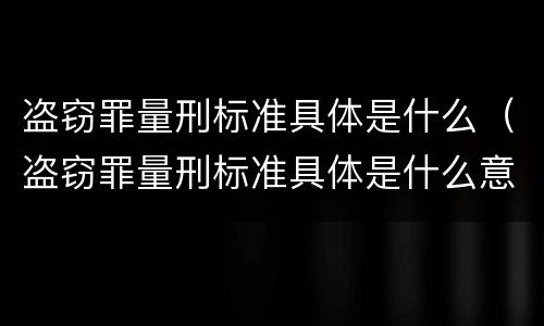 盗窃罪量刑标准具体是什么（盗窃罪量刑标准具体是什么意思）