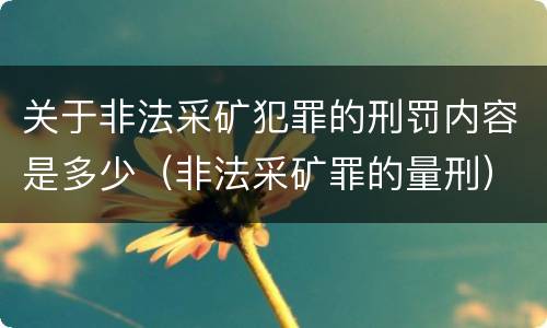关于非法采矿犯罪的刑罚内容是多少（非法采矿罪的量刑）