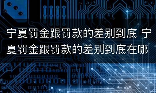 宁夏罚金跟罚款的差别到底 宁夏罚金跟罚款的差别到底在哪