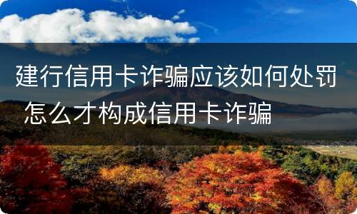 建行信用卡诈骗应该如何处罚 怎么才构成信用卡诈骗