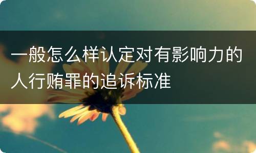 一般怎么样认定对有影响力的人行贿罪的追诉标准