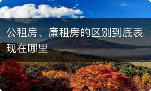 公租房、廉租房的区别到底表现在哪里