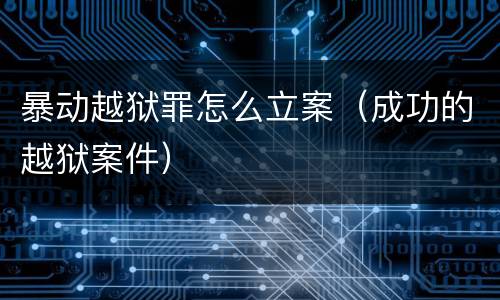 暴动越狱罪怎么立案（成功的越狱案件）