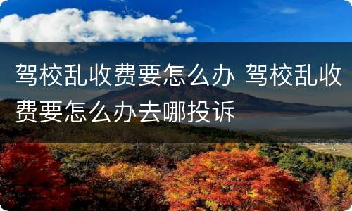 驾校乱收费要怎么办 驾校乱收费要怎么办去哪投诉