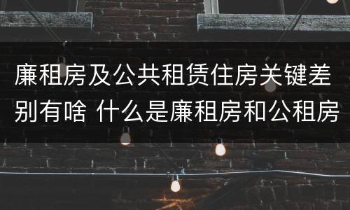 廉租房及公共租赁住房关键差别有啥 什么是廉租房和公租房两个有什么特点