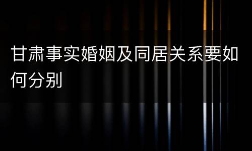 甘肃事实婚姻及同居关系要如何分别