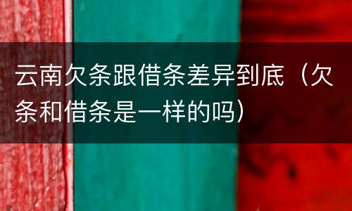 云南欠条跟借条差异到底（欠条和借条是一样的吗）