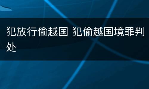 犯放行偷越国 犯偷越国境罪判处