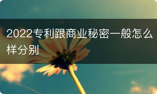 2022专利跟商业秘密一般怎么样分别