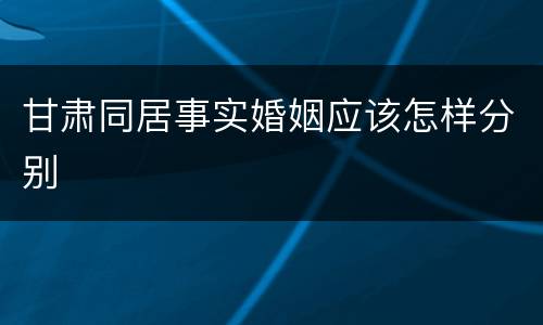 甘肃同居事实婚姻应该怎样分别