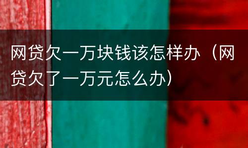 网贷欠一万块钱该怎样办（网贷欠了一万元怎么办）