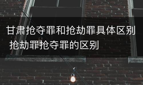甘肃抢夺罪和抢劫罪具体区别 抢劫罪抢夺罪的区别