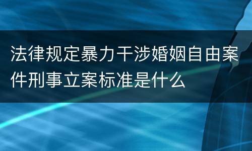 法律规定暴力干涉婚姻自由案件刑事立案标准是什么