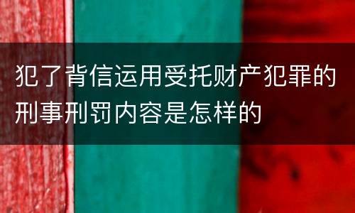 犯了背信运用受托财产犯罪的刑事刑罚内容是怎样的