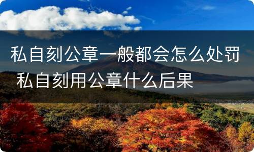 私自刻公章一般都会怎么处罚 私自刻用公章什么后果