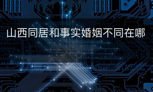 山西同居和事实婚姻不同在哪