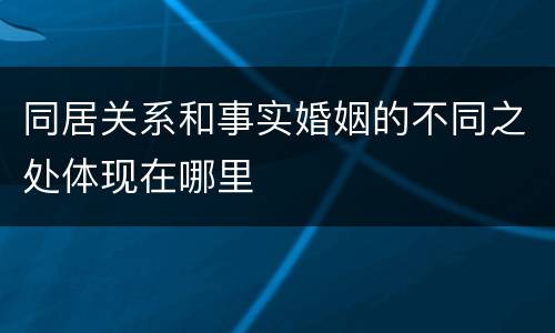 同居关系和事实婚姻的不同之处体现在哪里
