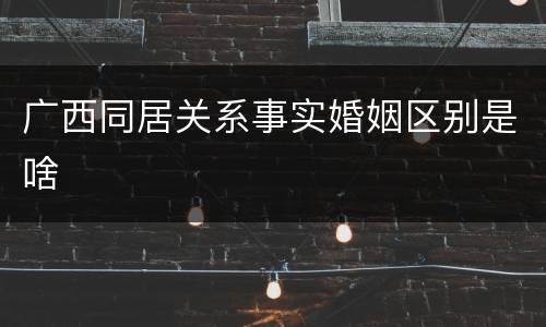 广西同居关系事实婚姻区别是啥
