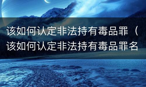 该如何认定非法持有毒品罪（该如何认定非法持有毒品罪名）