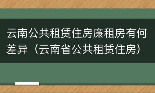 云南公共租赁住房廉租房有何差异（云南省公共租赁住房）