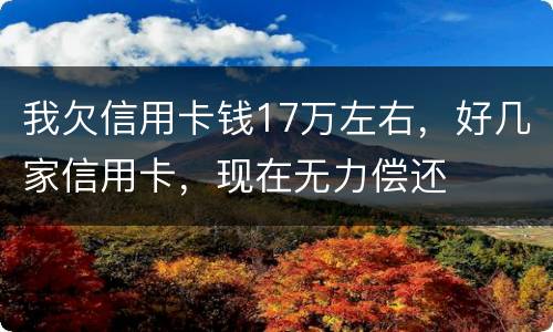 我欠信用卡钱17万左右，好几家信用卡，现在无力偿还